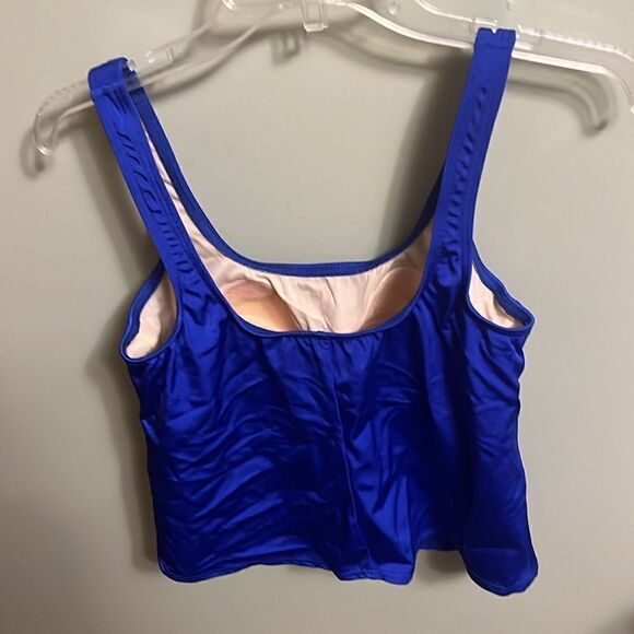 BEAUTIFUL BLUE WOMEN’S 12 LONG LAND’S END LIGHTLY PADDED TANKINI TOP - Picture 2 of 4